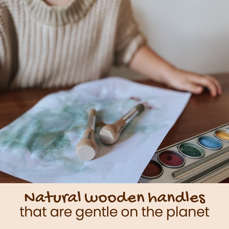Honeysticks My First Paint Brush Set - 3 Pack: Ideal for Babies and Toddlers. Jumbo Brushes with Chubby Wood Handles for Easy Grip, Vegan. Includes Handy Storage Container - Image 5
