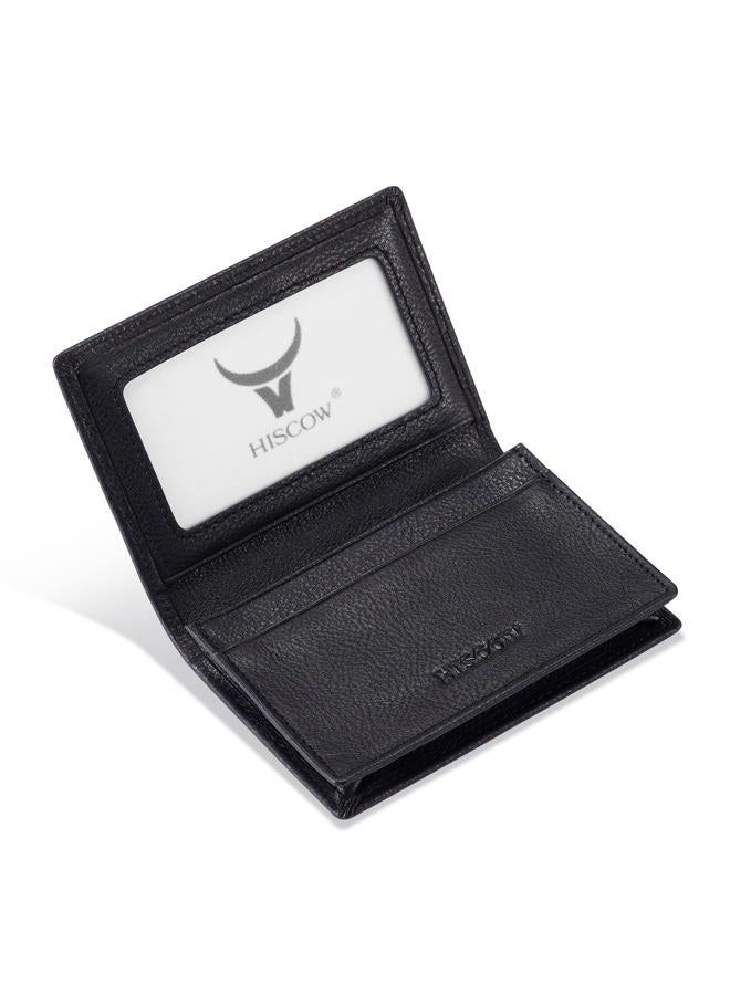 HISCOW Leather Business Card Case Holder for Men & Women, Italian Calfskin (Vintage Black) - Image 2