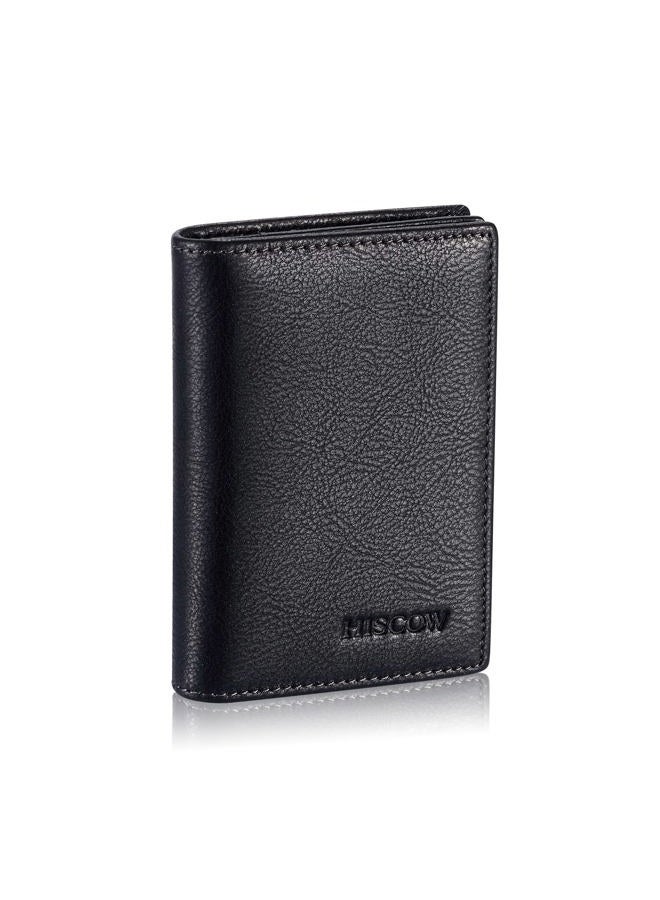 HISCOW Leather Business Card Case Holder for Men & Women, Italian Calfskin (Vintage Black) - Image 1