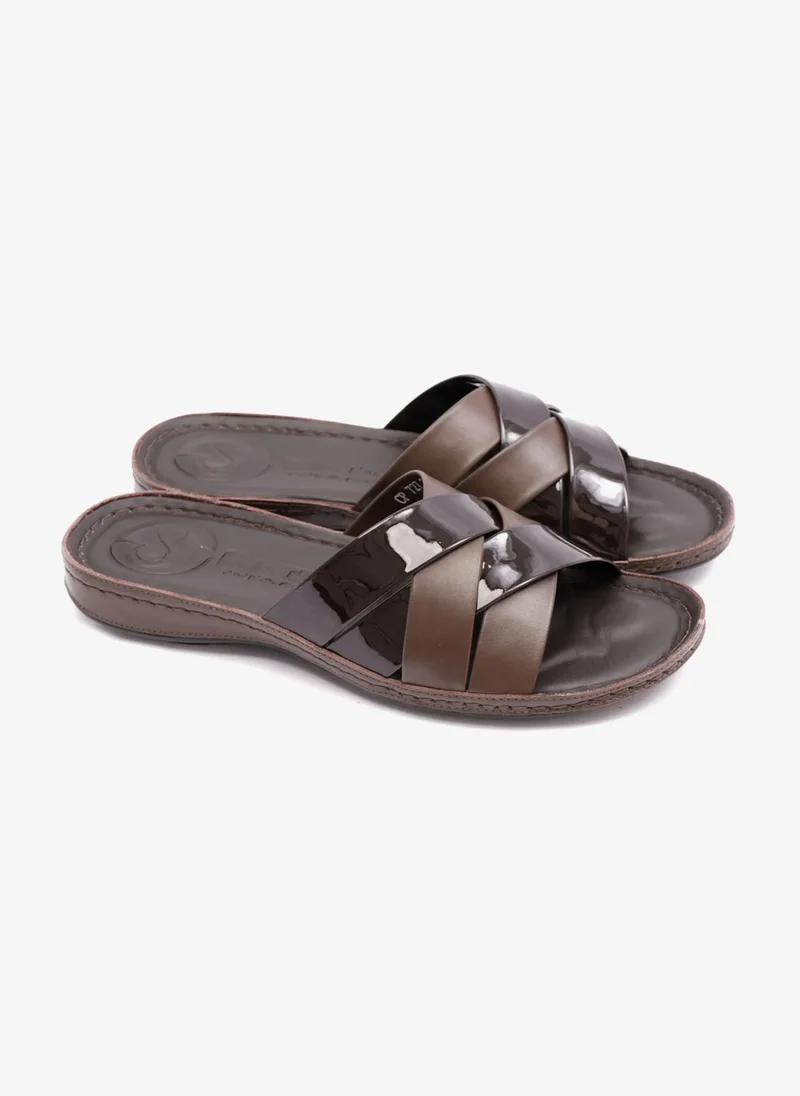 كومفورت بلس PATENT LEATHER COMFORT PLUS WOMENS SANDAL BROWN