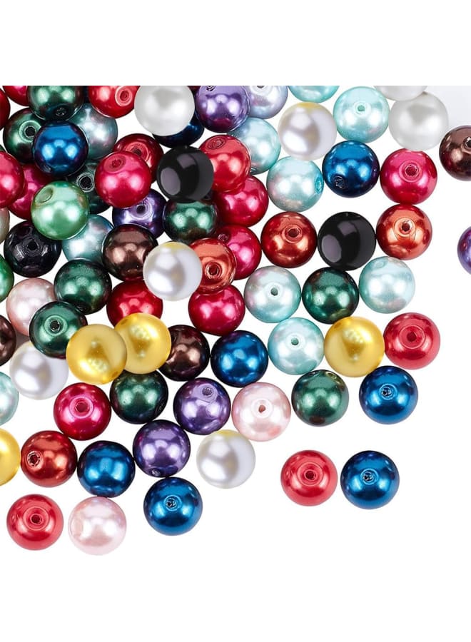 - 270 Pieces 15 Colours Round Glass Beads Pearlescent Beads Dyed for DIY Jewellery Making Necklace Bracelet 10 mm, Hole: 1 mm - Image 4