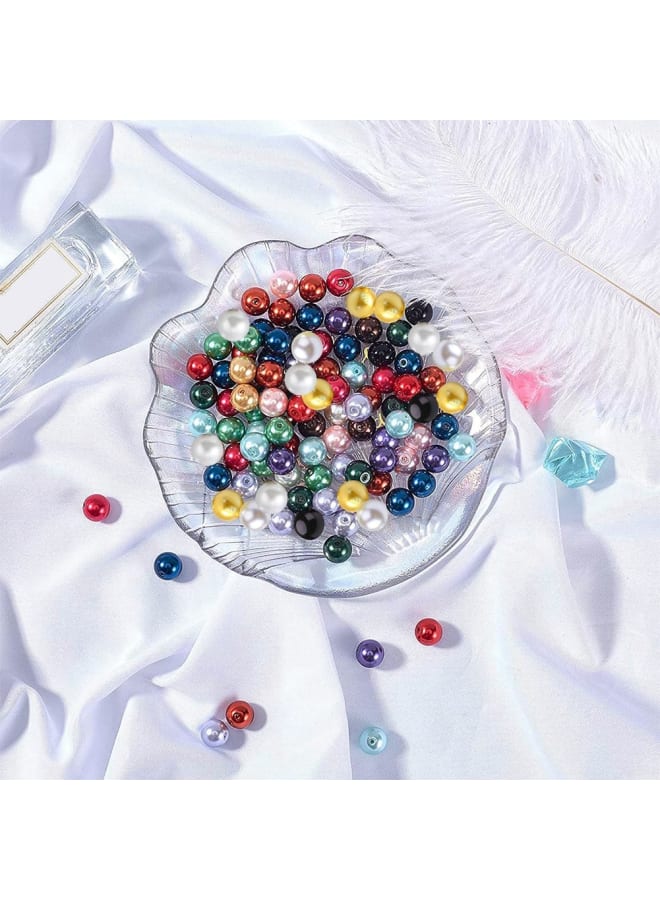 - 270 Pieces 15 Colours Round Glass Beads Pearlescent Beads Dyed for DIY Jewellery Making Necklace Bracelet 10 mm, Hole: 1 mm - Image 2