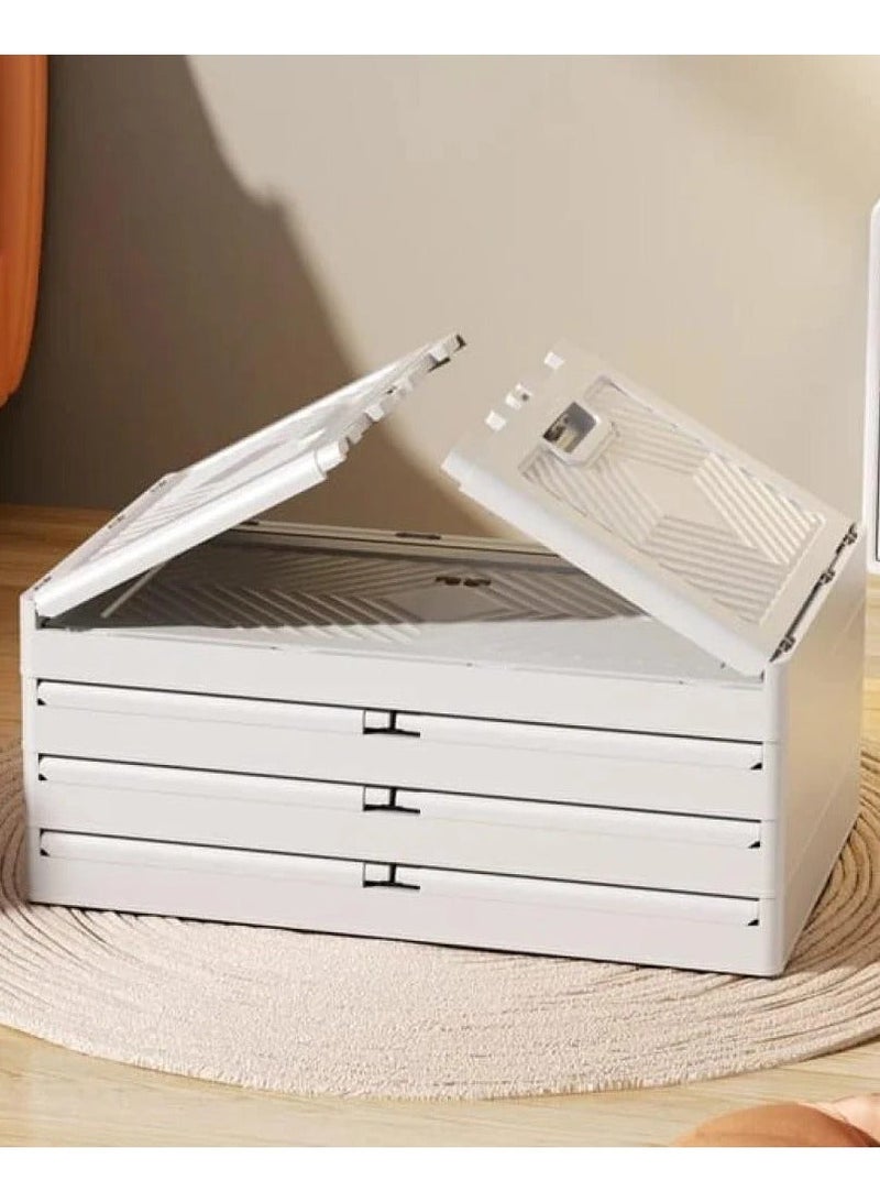 دينكس صندوق تخزين بلاستيكي قابل للطي - 4 طبقات مع عجلات وأبواب مغناطيسية - Image 5