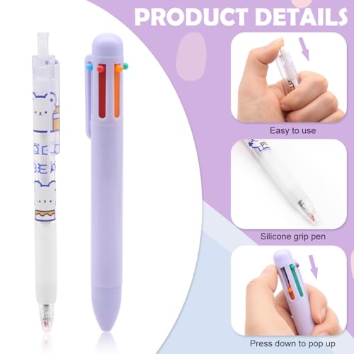 OFIFO® 6-Piece Cute Purple Stationery Set - Includes 6-In-1 Ballpoint Pen, Gel Pen, Long-Lasting Pencil, Eraser, Correction Tape, Highlighter, Suitable for School And Children's Gifts - Image 3