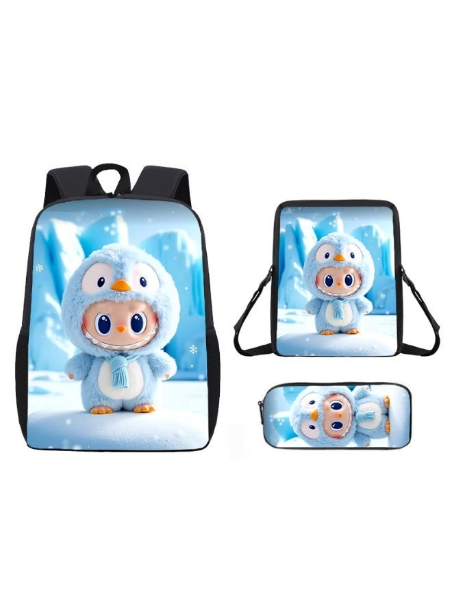 LABUBU Lightweight Primary School Bag Labubu Cute Printed Cartoon Anime Children's Backpack 42*29*16CM+Lunch Bag 26*18*6CM+Pen Bag 11*22*2.5CM - Image 1