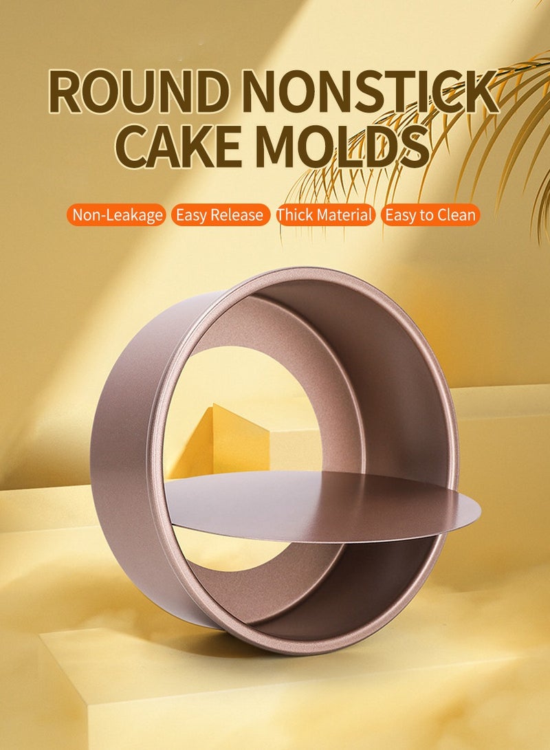 بيروي 2 قطعة طقم قوالب كيك كيك معجنات الكيك من الفولاذ الكربوني طقم قوالب كيك دائري من الفولاذ الكربوني قابل للإزالة من القاع قالب كيك 6 بوصة، 8 بوصة - Image 2
