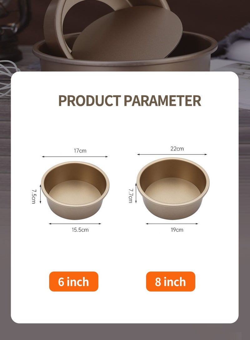 بيروي 2 قطعة طقم قوالب كيك كيك معجنات الكيك من الفولاذ الكربوني طقم قوالب كيك دائري من الفولاذ الكربوني قابل للإزالة من القاع قالب كيك 6 بوصة، 8 بوصة - Image 3