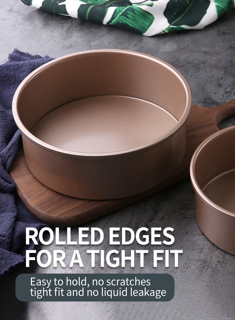 بيروي 2 قطعة طقم قوالب كيك كيك معجنات الكيك من الفولاذ الكربوني طقم قوالب كيك دائري من الفولاذ الكربوني قابل للإزالة من القاع قالب كيك 6 بوصة، 8 بوصة - Image 4