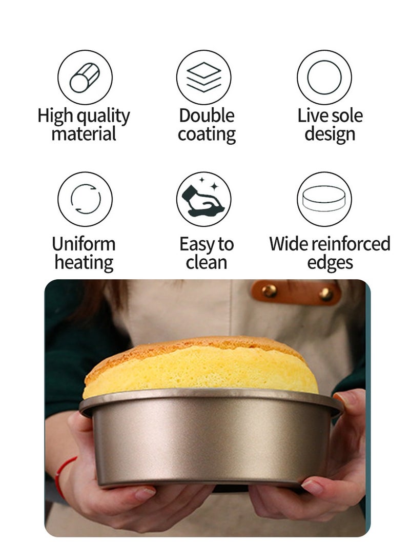 بيروي 2 قطعة طقم قوالب كيك كيك معجنات الكيك من الفولاذ الكربوني طقم قوالب كيك دائري من الفولاذ الكربوني قابل للإزالة من القاع قالب كيك 6 بوصة، 8 بوصة - Image 5