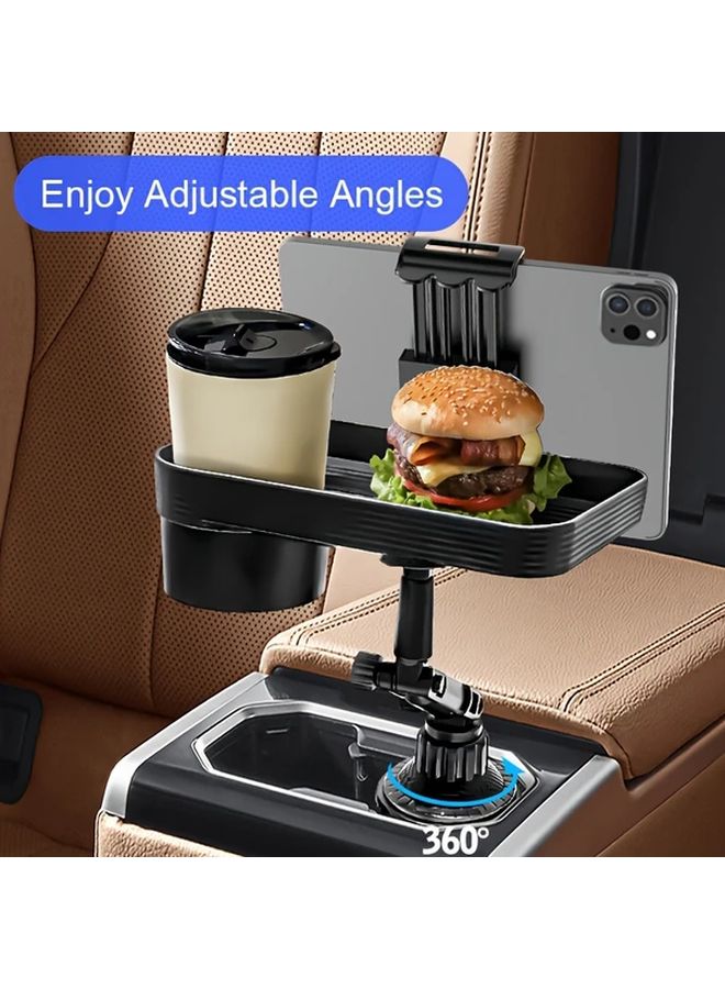 3 In 1 Adjustable Black Car Cup Holder Tray And Phone Mount Expandable Tablet Stand For Trucks Fits 4 Inch To 12 Inch Devices - Image 4