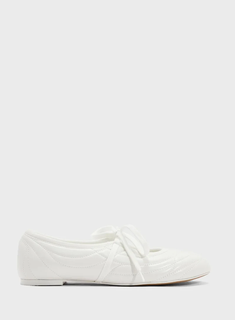 جيه دبليو بي Erika Topstitching lace-up Ballerinas