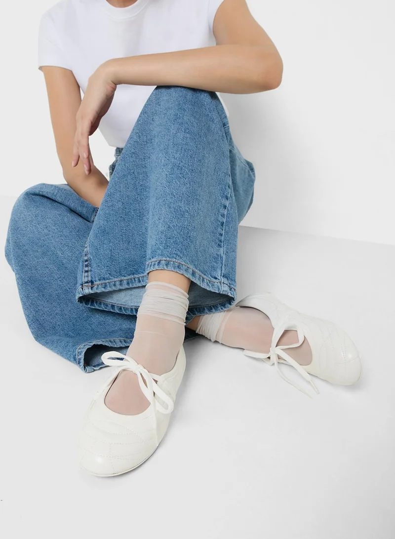 جيه دبليو بي Erika Topstitching lace-up Ballerinas