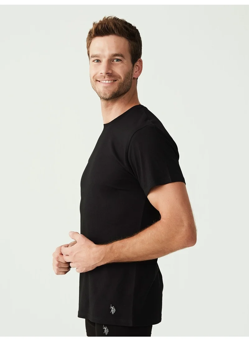 يو اس بولو اسن BASE. Polo Assn. Men's Black 2-Piece Round Collar Undershirt 80197