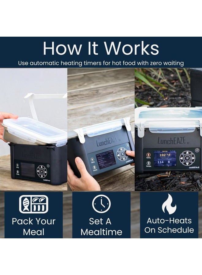 LunchEAZE XL Cordless Heated & Electric Lunch Box – Battery-Powered, 6-Cup Capacity, 220°F, Automatic Scheduled Heating, Insulated Bag for Hot Meals Anywhere - Image 3