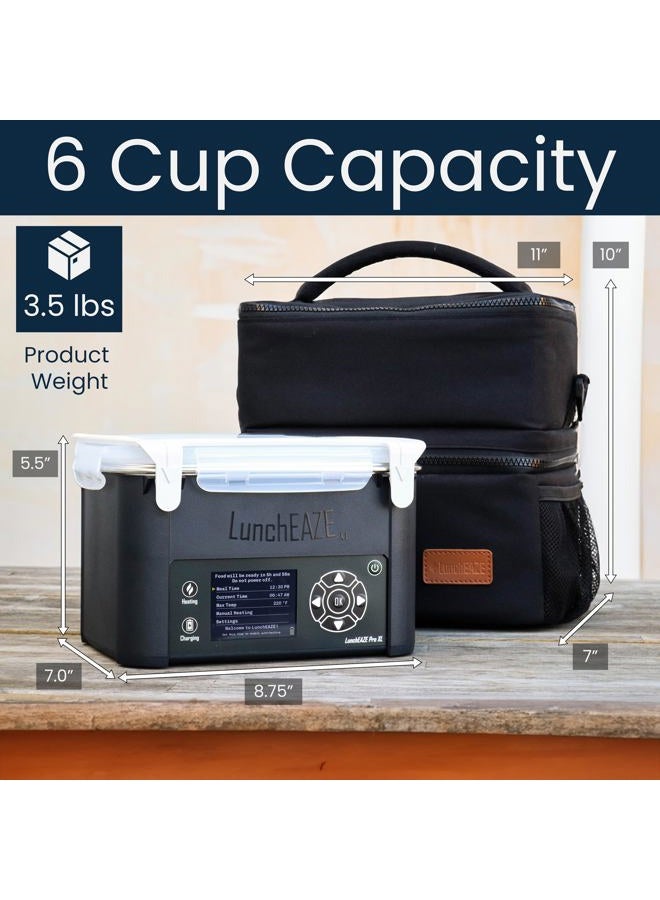 LunchEAZE XL Cordless Heated & Electric Lunch Box – Battery-Powered, 6-Cup Capacity, 220°F, Automatic Scheduled Heating, Insulated Bag for Hot Meals Anywhere - Image 4