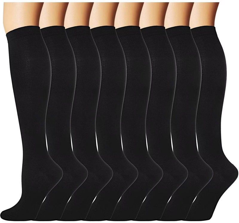 Double Couple 8 Pairs Compression Socks Men Women Knee High Compression Stockings for Sports Support Socks - Image 1