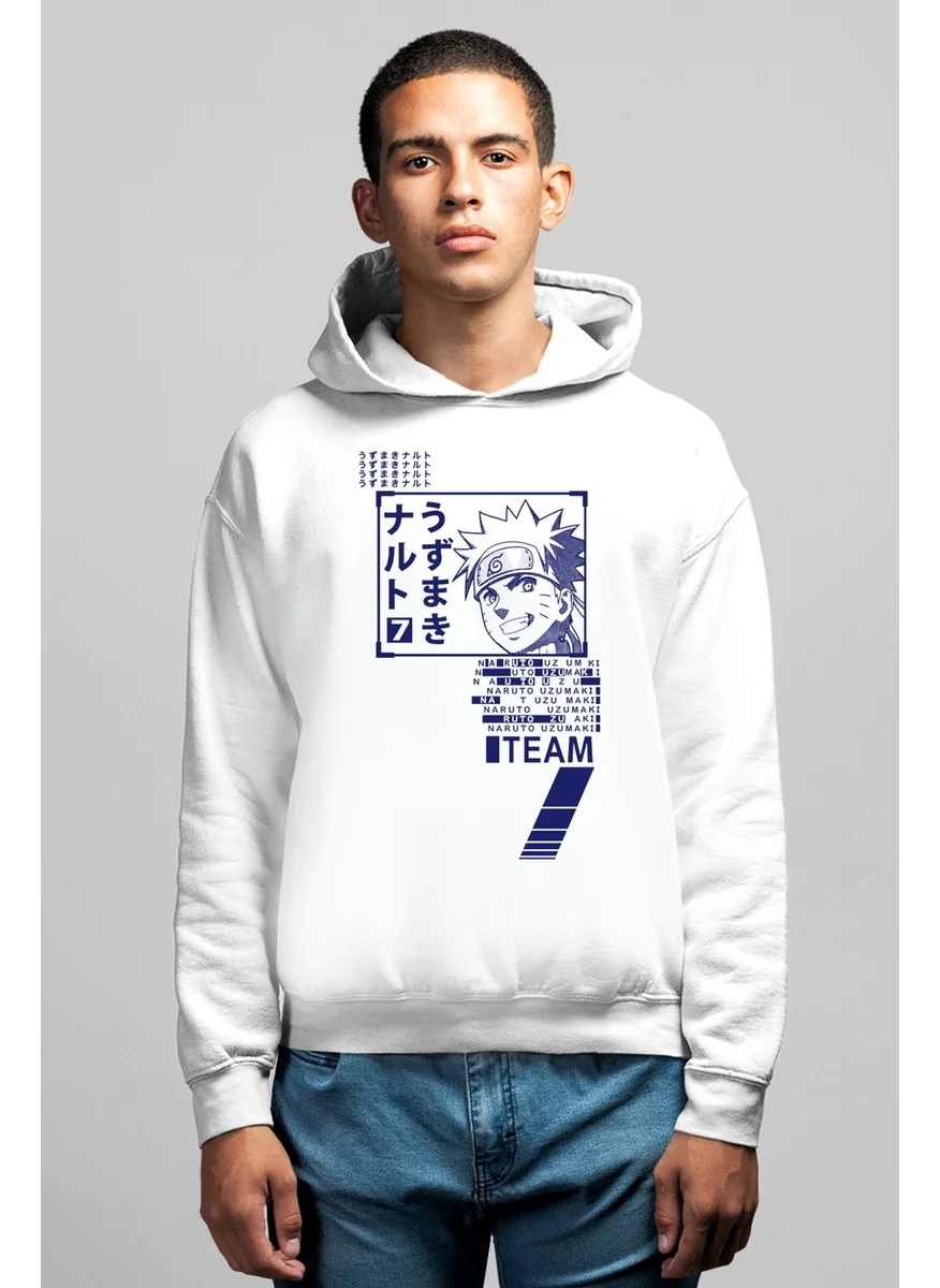 Rock&Roll Naruto Writings White Hooded Men's Sweatshirt