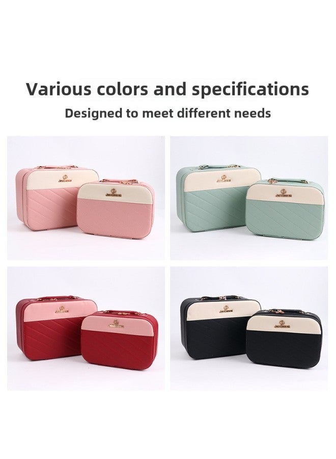 Generic OEM ODM Cosmetic Case Women Large Capacity PU Waterproof Storage Box Large Capacity Suitcase Customizable Size LOGO-Color:Diagonal Stripes-black Large  - Image 5