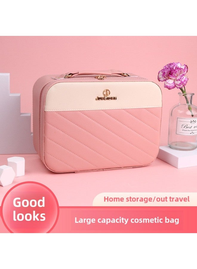 Generic OEM ODM Cosmetic Case Women Large Capacity PU Waterproof Storage Box Large Capacity Suitcase Customizable Size LOGO-Color:Diagonal Stripes-black Large  - Image 3