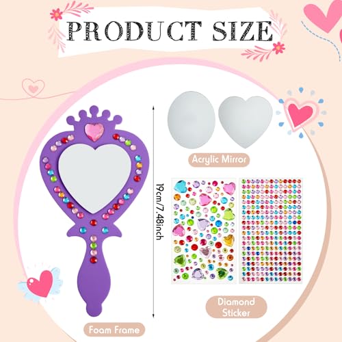 Liliful 12 Pack Princess Foam Mirror Kits Decorate Your Own Princess Mirrors Party Supplies Kids Unbreakable Toy Crafts for Girls Party Favors Birthday DIY Decorations CutePurpleBlue - Image 5