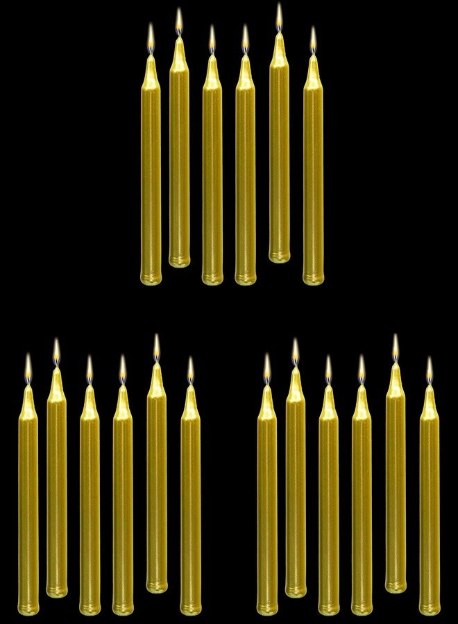 Luces Pack of 18 Golden Pastel Stick Candles for Diwali X-mas Decoration Home Decoration - Image 1