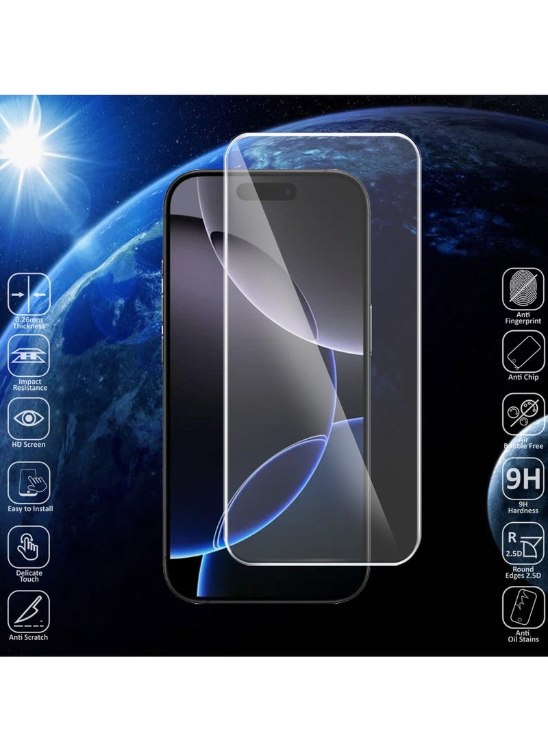 Techie - HD Tempered Glass Screen Protector for Apple iPhone 16 Pro - Anti Reflection Anti Bubbles 9H Hardness 0.33 mm Rounded Edges Easy Installation - Image 1