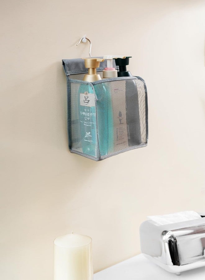 ALYER Hanging Mesh Shower Caddy Organizer Bathroom Storage Bag with Hooks for College Dorm, Gym, Swimming,RV and Travel,Gray - Image 5