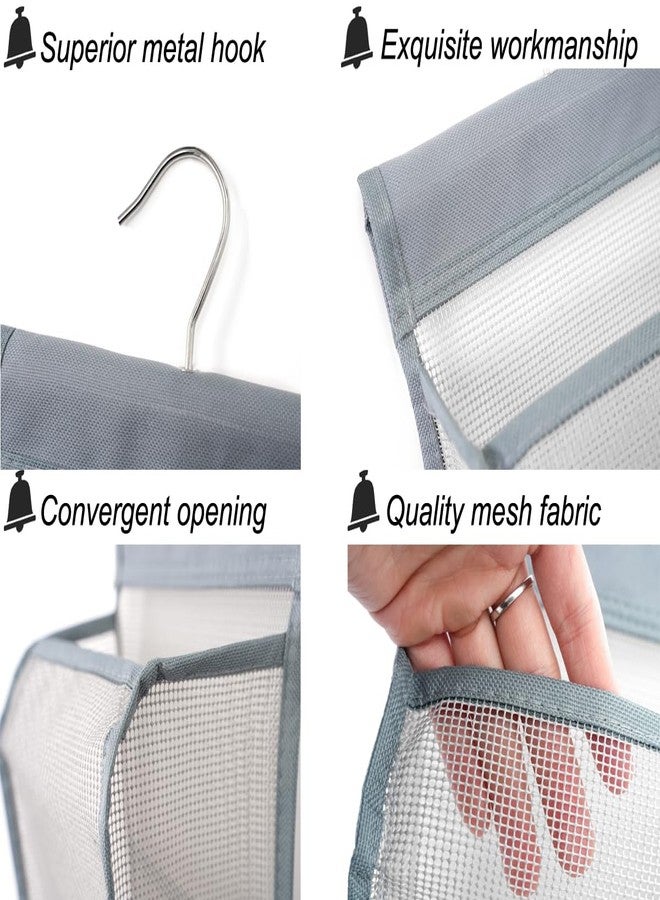 ALYER Hanging Mesh Shower Caddy Organizer Bathroom Storage Bag with Hooks for College Dorm, Gym, Swimming,RV and Travel,Gray - Image 3