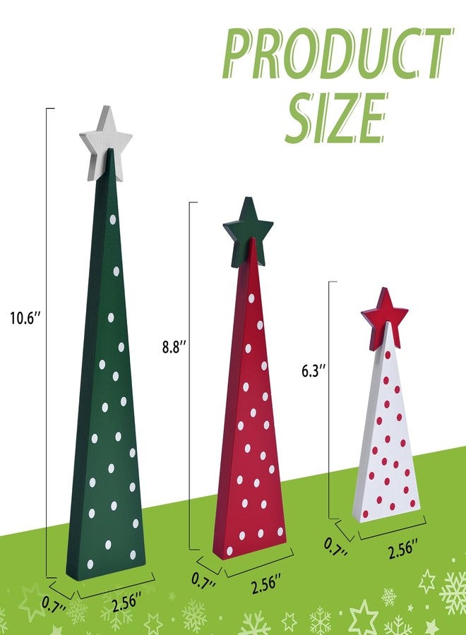 GHOSTMAGIC 3 Pcs Wooden Christmas Trees Tabletop Decorations, Rustic Xmas Tree Table Signs Double-Sided Tiered Tray Centerpieces Farmhouse Wood Sign Decor for Home Office Fireplace Farmhouse (3pcs) - Image 2