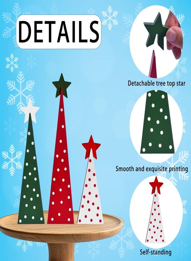 GHOSTMAGIC 3 Pcs Wooden Christmas Trees Tabletop Decorations, Rustic Xmas Tree Table Signs Double-Sided Tiered Tray Centerpieces Farmhouse Wood Sign Decor for Home Office Fireplace Farmhouse (3pcs) - Image 4