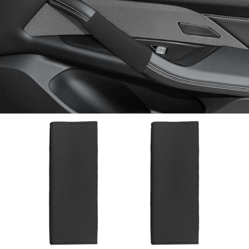 LHDOS 2PCS Car Grab Handle Cover AntiScratch Auto Inner Front Rear Door Pull Handle Cover PU Leather Door Grip Gloves Protector Auto Interior Decoration Accessories for Car Truck SUV Black - Image 1