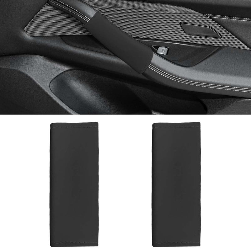 LHDOS 2PCS Car Grab Handle Cover AntiScratch Auto Inner Front Rear Door Pull Handle Cover PU Leather Door Grip Gloves Protector Auto Interior Decoration Accessories for Car Truck SUV Black - Image 3