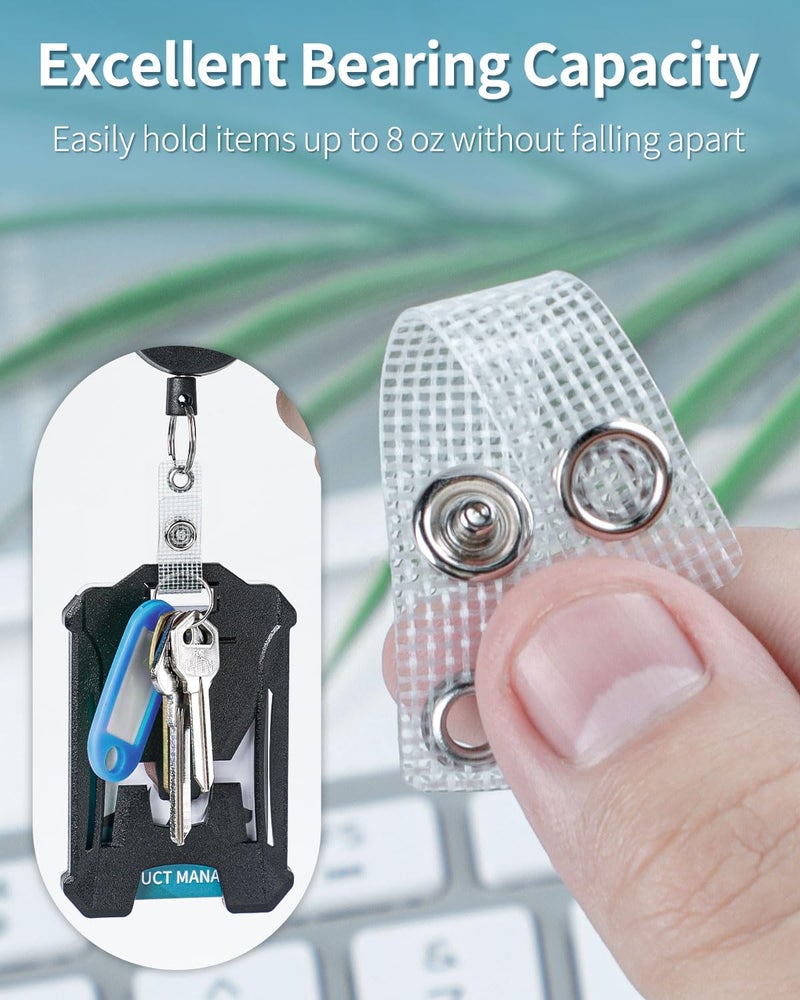 Uniclife 50 Pcs Badge Holder Straps ID Badge Straps with Snaps and Eyelets Heavy-Duty PVC Badge Clips for Card Holders Work Badge Holders Lanyards Key Rings and Name Tags - Image 3