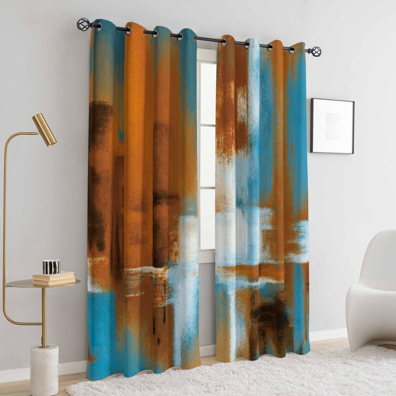 Asuexpect Rust Curtains 2 Panels Abstract Curtain Room Darkening Grommet Window Treatments Modern Decorative for Bedroom Living Room  52x63 Inches - Image 4