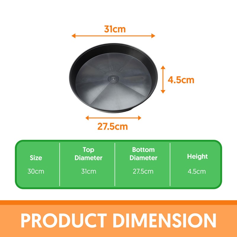 Meridian EarlyGrow 5-Pack 30cm Plant Pot Saucers, Flower Drip Trays - CT - Image 2
