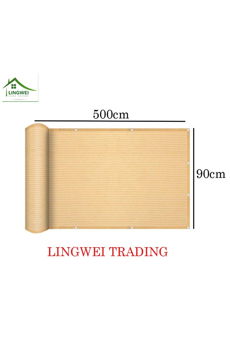 LINGWEI Balcony Screen Privacy Fence Cover 90 x 500cm Sand Fence Netting Mesh Shade Cloth Fabric UV Protection Included Cable Ties Rope - Image 3