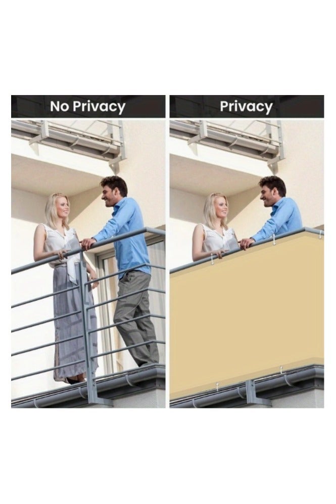 LINGWEI Balcony Screen Privacy Fence Cover 90 x 500cm Sand Fence Netting Mesh Shade Cloth Fabric UV Protection Included Cable Ties Rope - Image 5