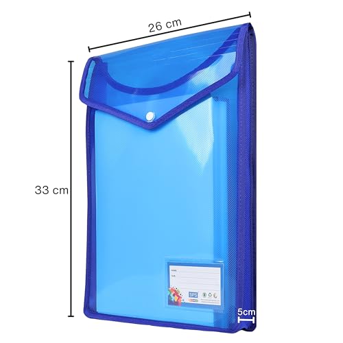 SPS File Folder, Vertical Poly-Plastic A4/Foolscap Transparent Documents File Storage Bag with Snap Button Set of 5/Certificate File Folder (Vertical, Multicolor, Pack of 5) - Image 3