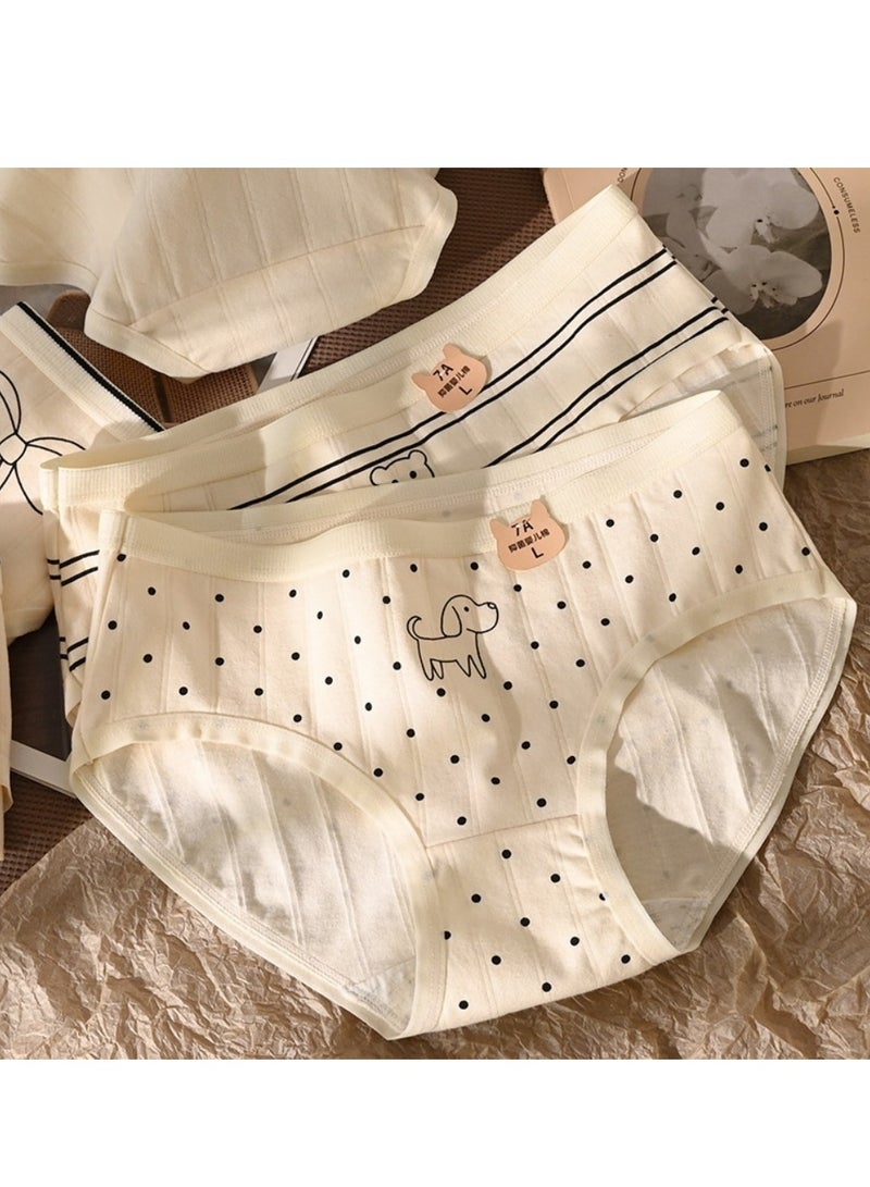 مجموعة من 5 ملابس داخلية قطنية أنيقة بخصر متوسط، ملابس داخلية مريحة وجيدة التهوية للفتيات - Image 3