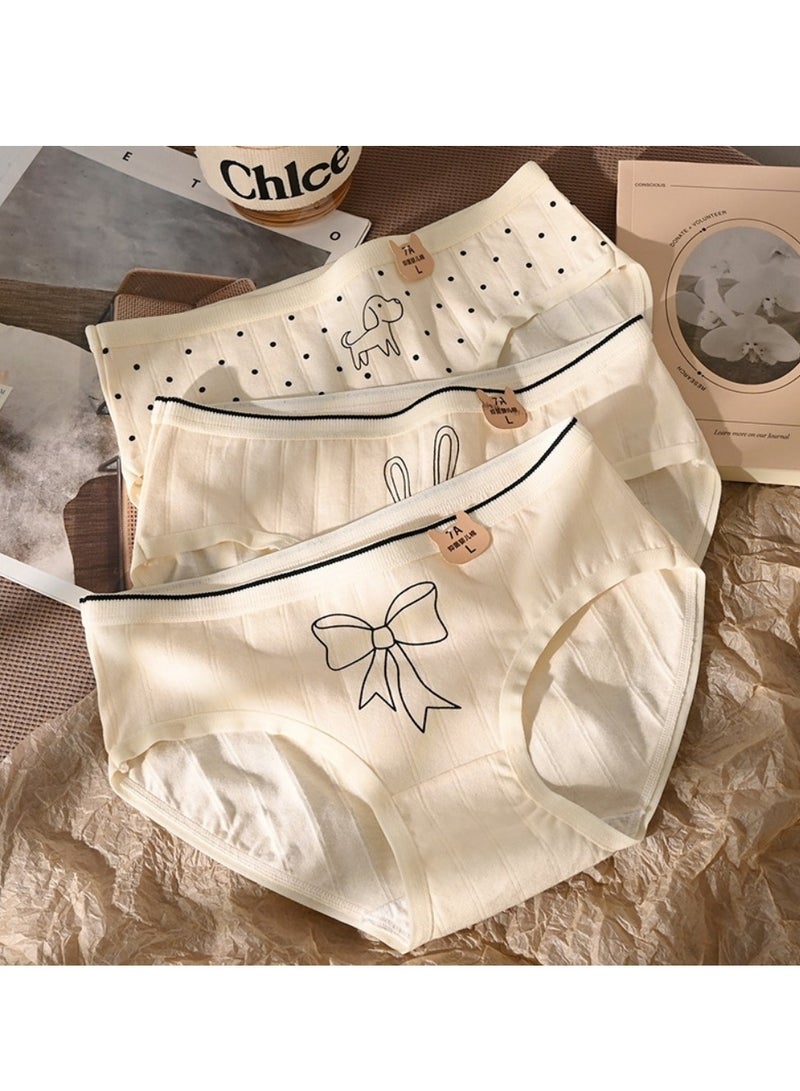 مجموعة من 5 ملابس داخلية قطنية أنيقة بخصر متوسط، ملابس داخلية مريحة وجيدة التهوية للفتيات - Image 4