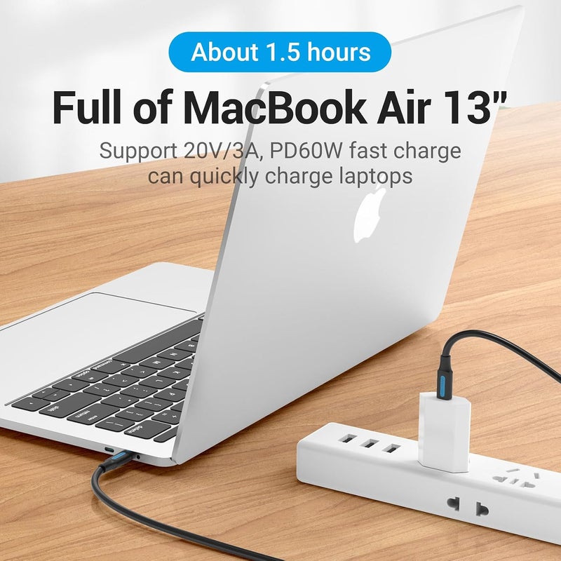 كابل VENTION من USB 2.0 من النوع C ذكر إلى ذكر، شحن سريع PD60W @3A ومعدل نقل بيانات 480Mbps (ذكر إلى ذكر، 0.5 م) - Image 4