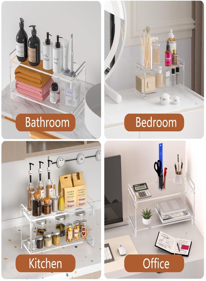 YUNEASELF Coffee Station Organizer Countertup: Coffee Bar Accessories - 2 Tier Kitchen Acrylic Storage Shelf for Placing Mugs Beans Syrup Cups Stirrers - Image 4