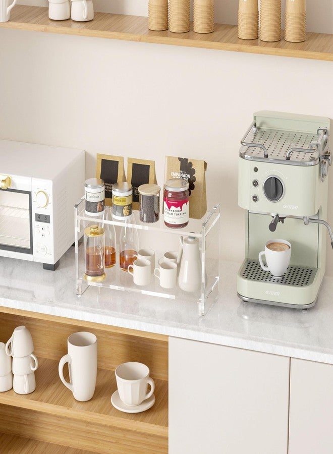 YUNEASELF Coffee Station Organizer Countertup: Coffee Bar Accessories - 2 Tier Kitchen Acrylic Storage Shelf for Placing Mugs Beans Syrup Cups Stirrers - Image 2