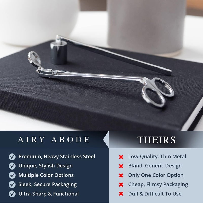 Airy Abode مجموعة إكسسوارات قاطعة فتيل الشمع وطافئ الشمع – فضي - Image 3