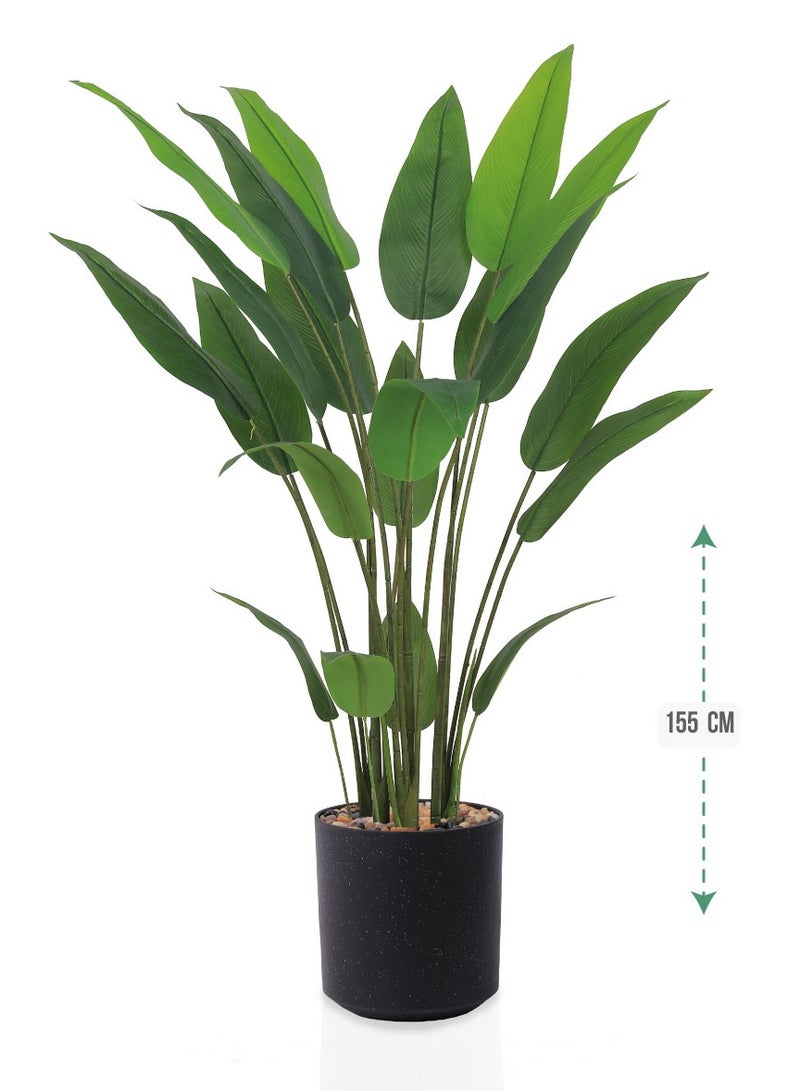 تالا شجرة ورق عصفور الجنة صناعية بارتفاع 155 سم مع حوض بلاستيك – ديكور أنيق يضفي لمسة طبيعية على المنزل والمكتب - Image 2