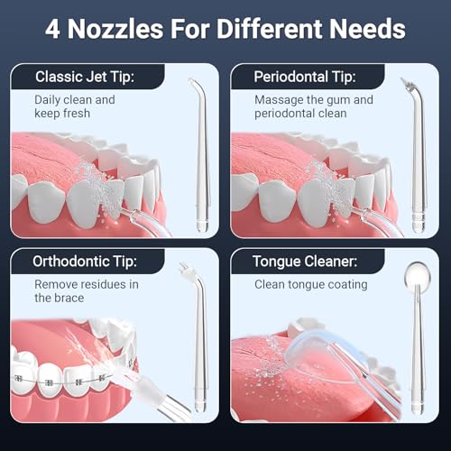Plutlo Aqua Floss Water Flosser for Teeth - 250ML Portable Oral Irrigator with 3 Modes, 4 Jet Tips, 2000mAh Battery, IPX7 Waterproof, Dental Floss for Deep Teeth Cleaning (Black) - Image 4