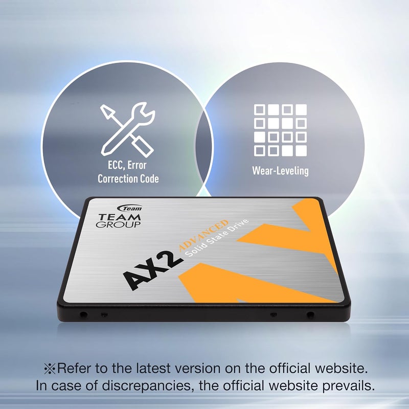 TEAMGROUP AX2 512GB حزمة من 2 مع NAND ثلاثي الأبعاد TLC مقاس 2.5 بوصة واجهة SATA III محرك أقراص الحالة الصلبة الداخلي SSD (سرعة القراءة 530 ميجابايت/ثانية) متوافق مع أجهزة الكمبيوتر المحمولة والمكتبية T253A3512G0C1P1 - Image 5