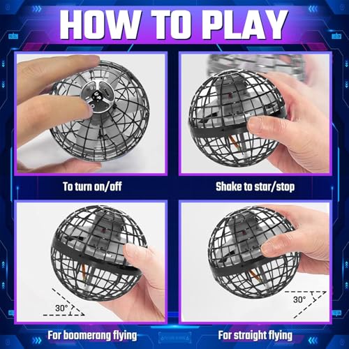 Sosuy 2026 Flying Orb Ball for Kids Magical Hover Galaxy Cosmic Boomerang Space Floating Mini Hand Rotating Drone Stocking Stuffer Xmas Toys for Boys Girls Teen Age 6 7 8 9 10 Gray - Image 5