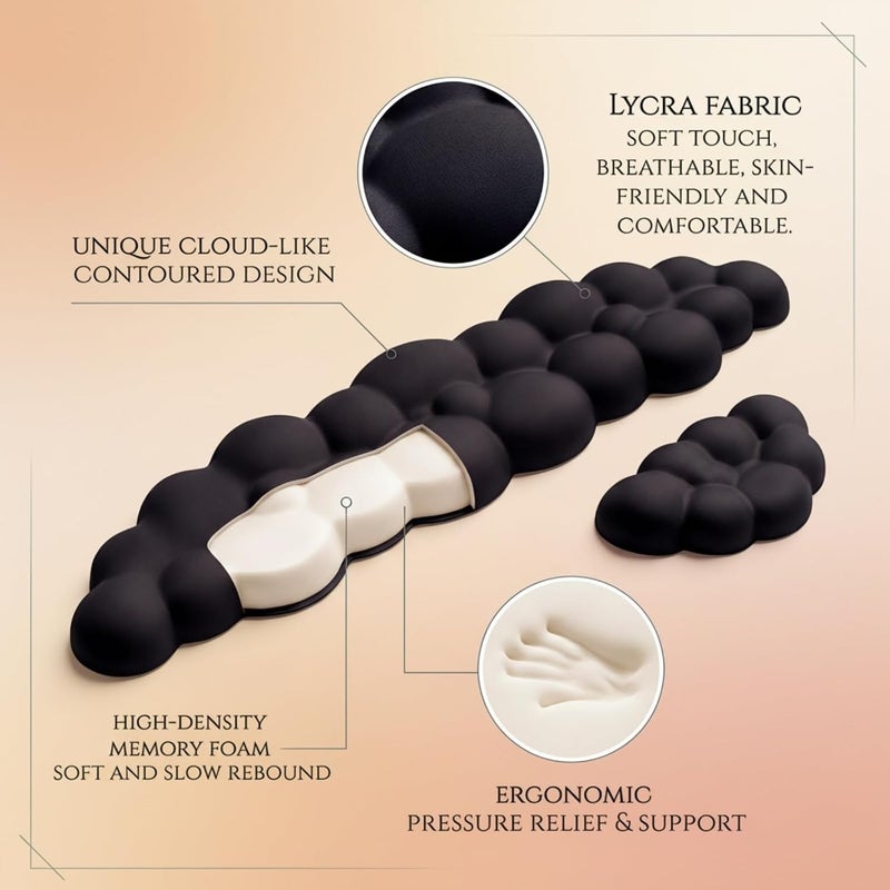 LJYZMD Silky Cloud Wrist Rest for Keyboard & Mouse – Memory Foam Ergonomic Support, Anti-Slip Base, 16.9" Arm Rest Fits Full-Sized Keyboards, Typing Pain Relief for Office, Gaming & Personalized Desktops - Image 5