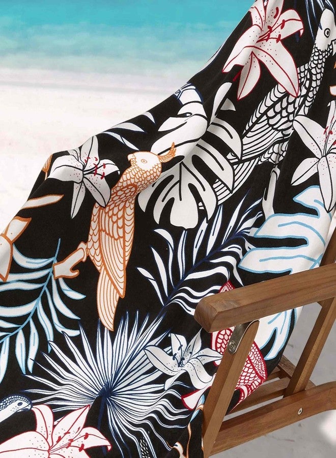 IZOD - Beach Towel, Cotton Sheared Velour with Terry Back, Ideal Beach Essentials, Dorm Room Essentials 40" x 70" (Paradise Bird) - Image 4